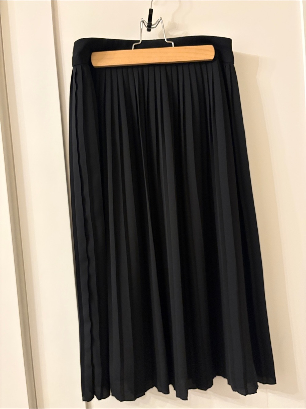 J. Crew Black Pleated Midi Skirt